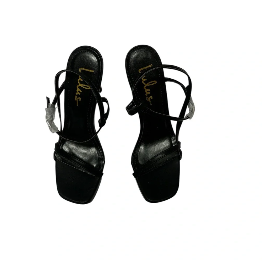 Lulus Vacie Black High Heel Slender Strap Sandals Women’s Sz 8.5